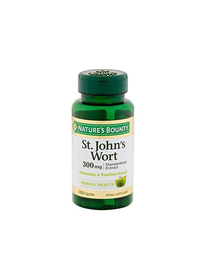 Nature's Bounty St. John's Wort Pills and Herbal Health Supplement, Promotes a Positive Mood, 300 mg Capsules, 100 Count, Pack of 2
