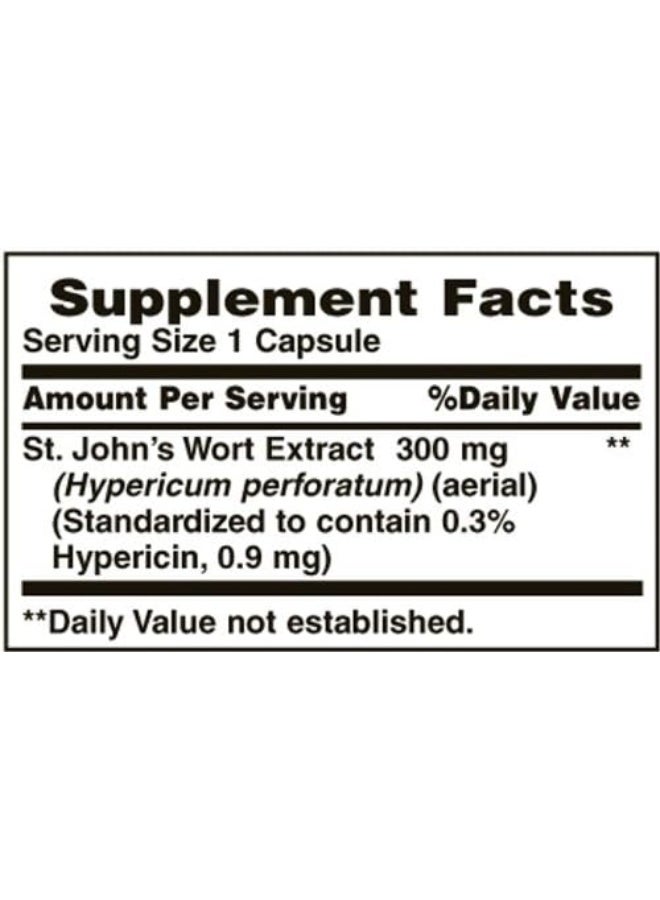 Nature's Bounty St. John's Wort Pills and Herbal Health Supplement, 300mg, 100 Capsules, Gelatin, Dicalcium Phosphate, Silica, Vegetable Magnesium Stearate