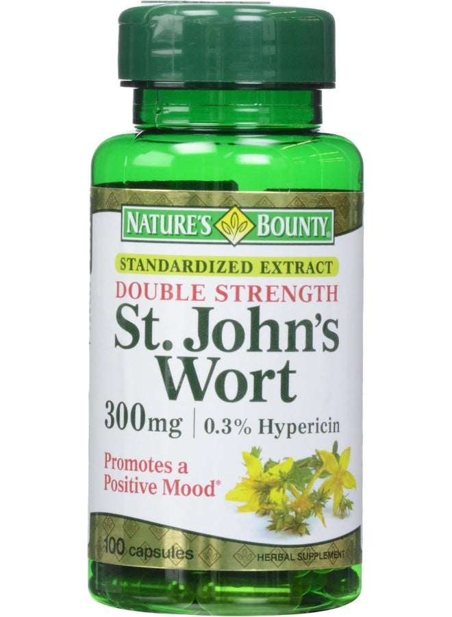 Nature's Bounty St. John's Wort Pills and Herbal Health Supplement, 300mg, 100 Capsules, Gelatin, Dicalcium Phosphate, Silica, Vegetable Magnesium Stearate