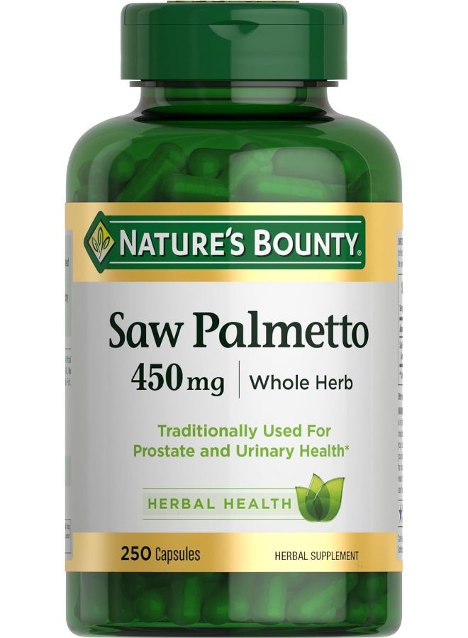 Saw Palmetto Support For Prostate And Urinary Health Herbal Health Supplement 450Mg 250 Capsules