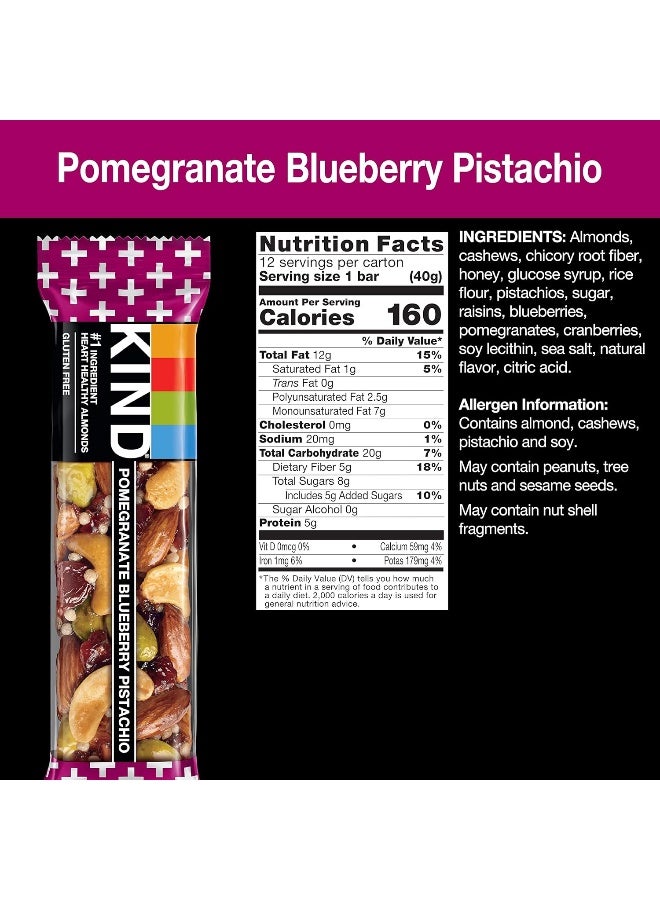 Kind Bar Plus Antioxidant Nutrition Bars Box Pomegranate Blueberry Pistachio