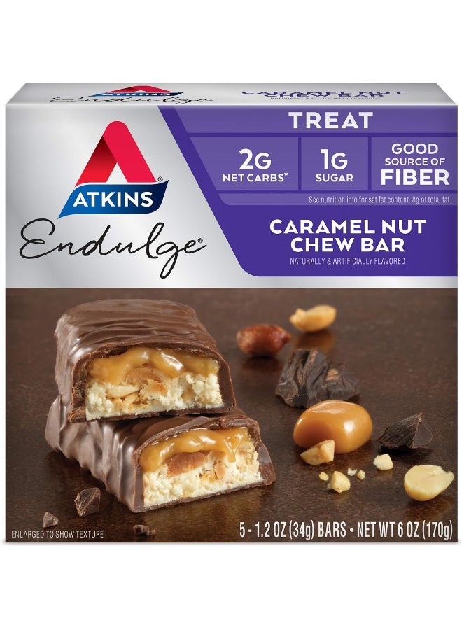 Atkins Endulge Caramel Nut Chew Bars Low Carb & Keto Friendly 5 Bars