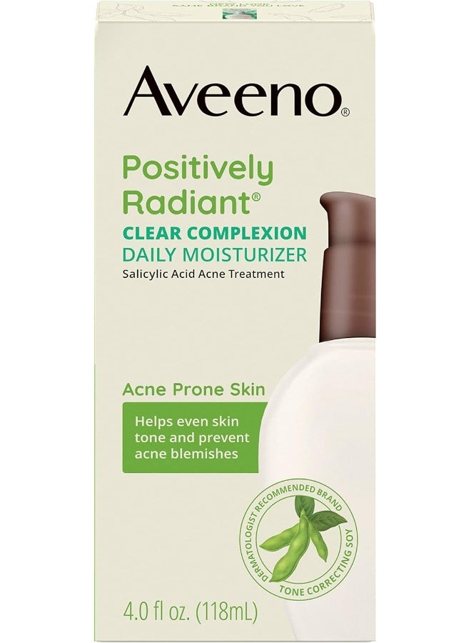 Clear Complexion Salicylic Acid Acne-Fighting Daily Face Moisturizer With Total Soy Complex, For Breakout-Prone Skin, Oil-Free And Hypoallergenic, 4 Fl. Oz