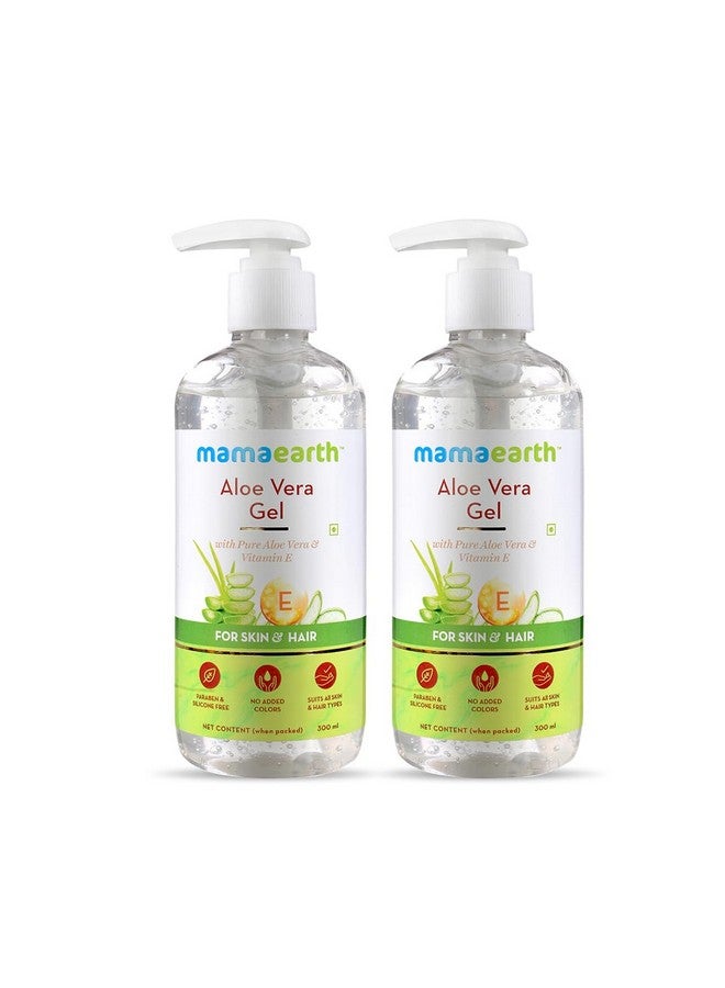 Aloe Vera Gel With Pure Aloe Vera & Vitamin E For Skin And Hair | Hydrates Skin | Soothes Irritated Skin - 300 Ml (Pack Of 2)