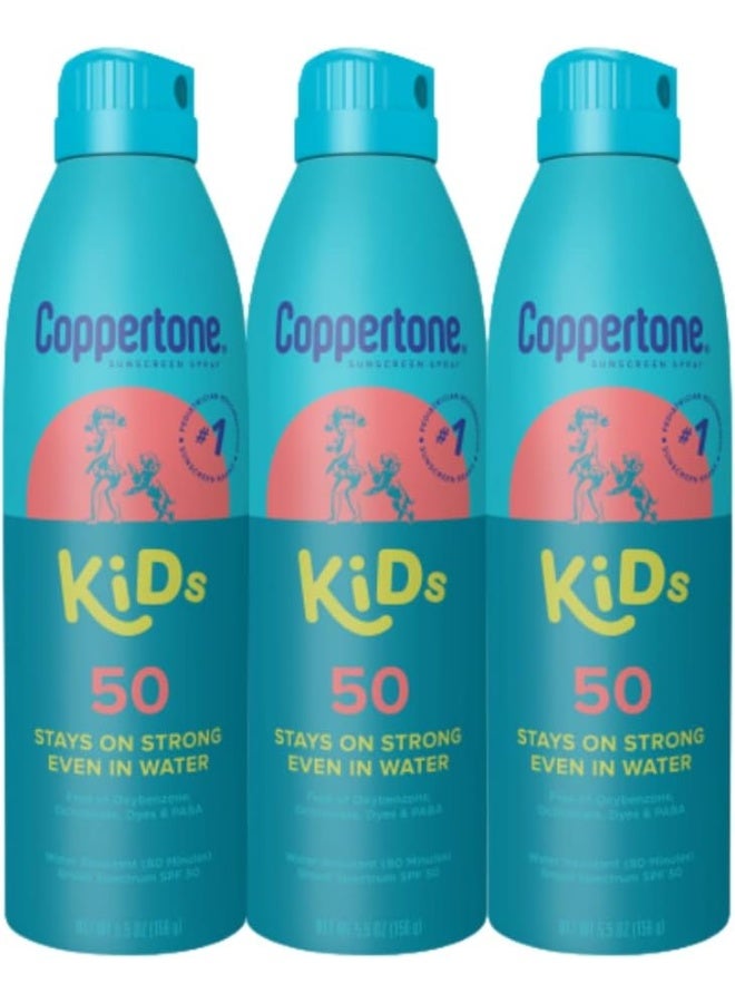 Kids Sunscreen Continuous Spray Spf 50 (5.5-Ounce, Pack Of 3)