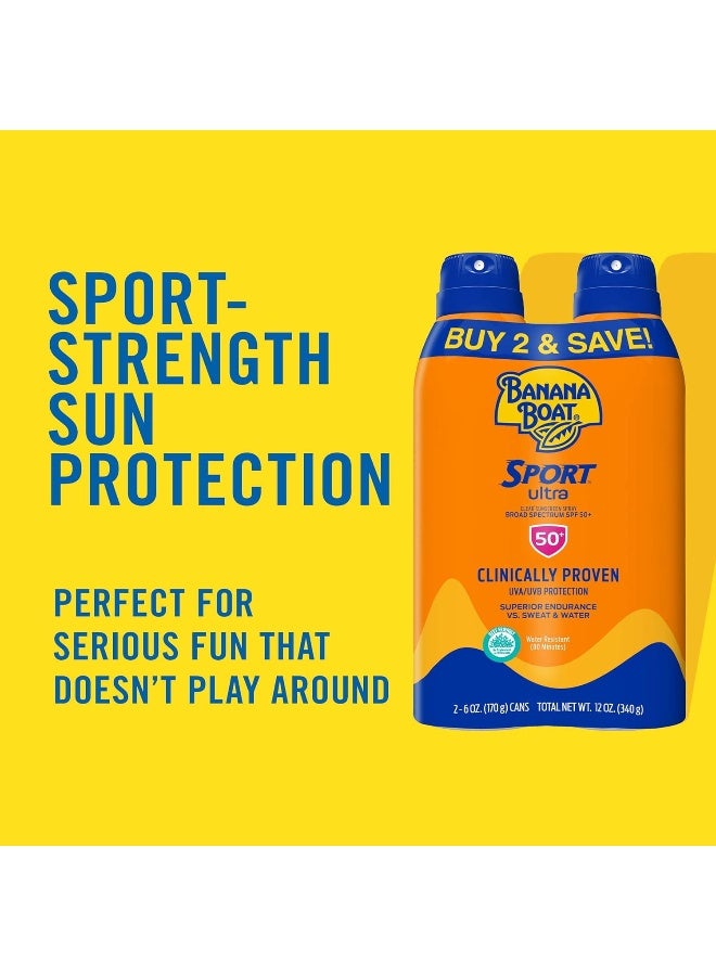 Sport Performance Ultramist Broad Spectrum Sunscreen Spray, Spf 50-6 Ounce Twin Pack