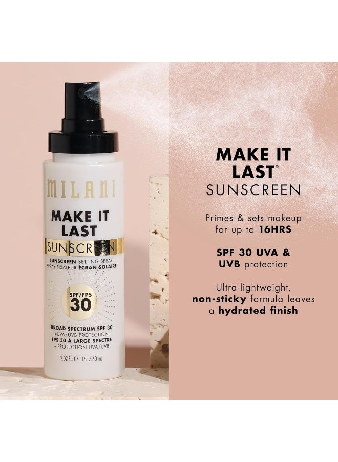 Make It Last Sunscreen Setting Spray Spf30 - Facial Mist Setting Spray With Spf, Long Lasting Makeup Spray