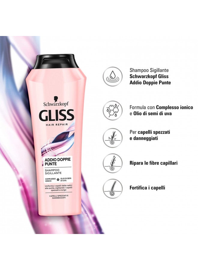 Gliss Shampoo Addio Doppie Punte Per Capelli Spezzati E Danneggiati, Broken And Damaged Hair, 250 Ml 1 Unit - Made In Italy [Italian Import]