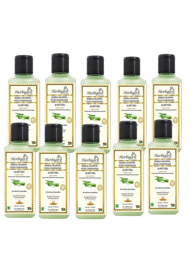 Herbigiri Herbal Aloevera With Hiar Conditioner Shampoo 210Ml (Pack Of 10)