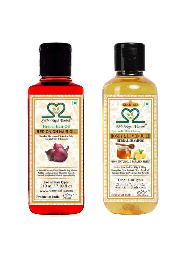 Ayurvedic Hair Care Kit - Honey Lemon Juice Shampoo + Red Onion Hair Oil 210 Ml Each