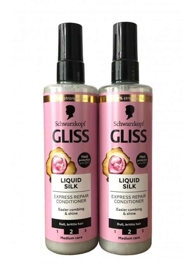 Gliss Liquid Silk Leave In Hair Conditioner Spray With Keratin 2 X 200Ml = 400Ml