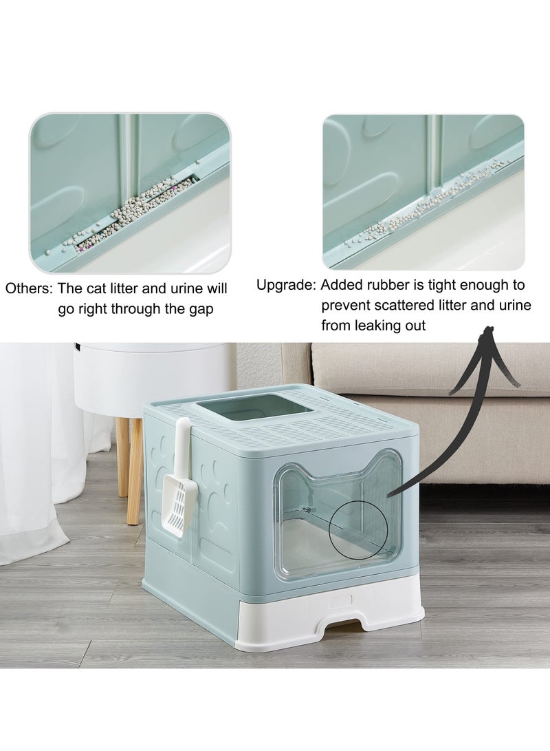 Foldable Cat Litter Box with Lid, Enclosed Cat Potty, Top Entry Anti-Splashing Cat Toilet, Easy to Clean, Large