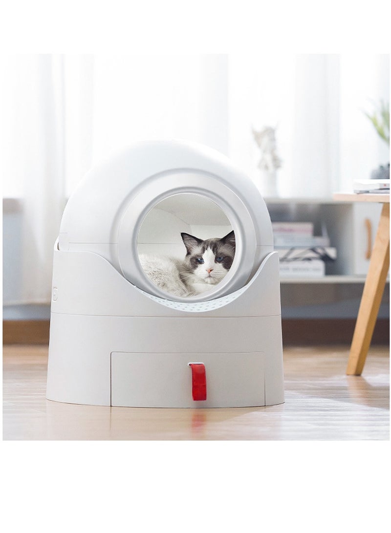 Cat Litter Box - Anti-Pinch/Odor-Removal Design  Semi-automatically Cat Litter Box, Extra Large for Multiple Cats, All Litter Can Use, Easy Clean, with Garbage Bags/Mats