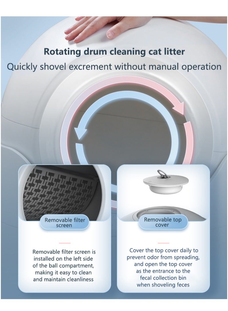 Cat Litter Box - Anti-Pinch/Odor-Removal Design  Semi-automatically Cat Litter Box, Extra Large for Multiple Cats, All Litter Can Use, Easy Clean, with Garbage Bags/Mats