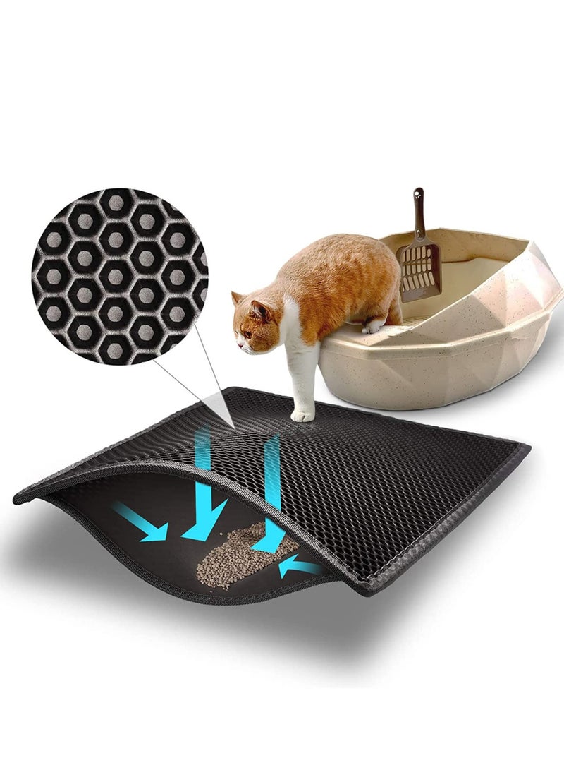 Cat Litter Pad, Double Filter, Prevent Cat Litter from Being Taken Out, Waterproof and Urine Proof Cat Mat for Litter Catcher,Splash-Proof, Washable,Cat Litter Control Toilet Pad, Pet Eating Pad