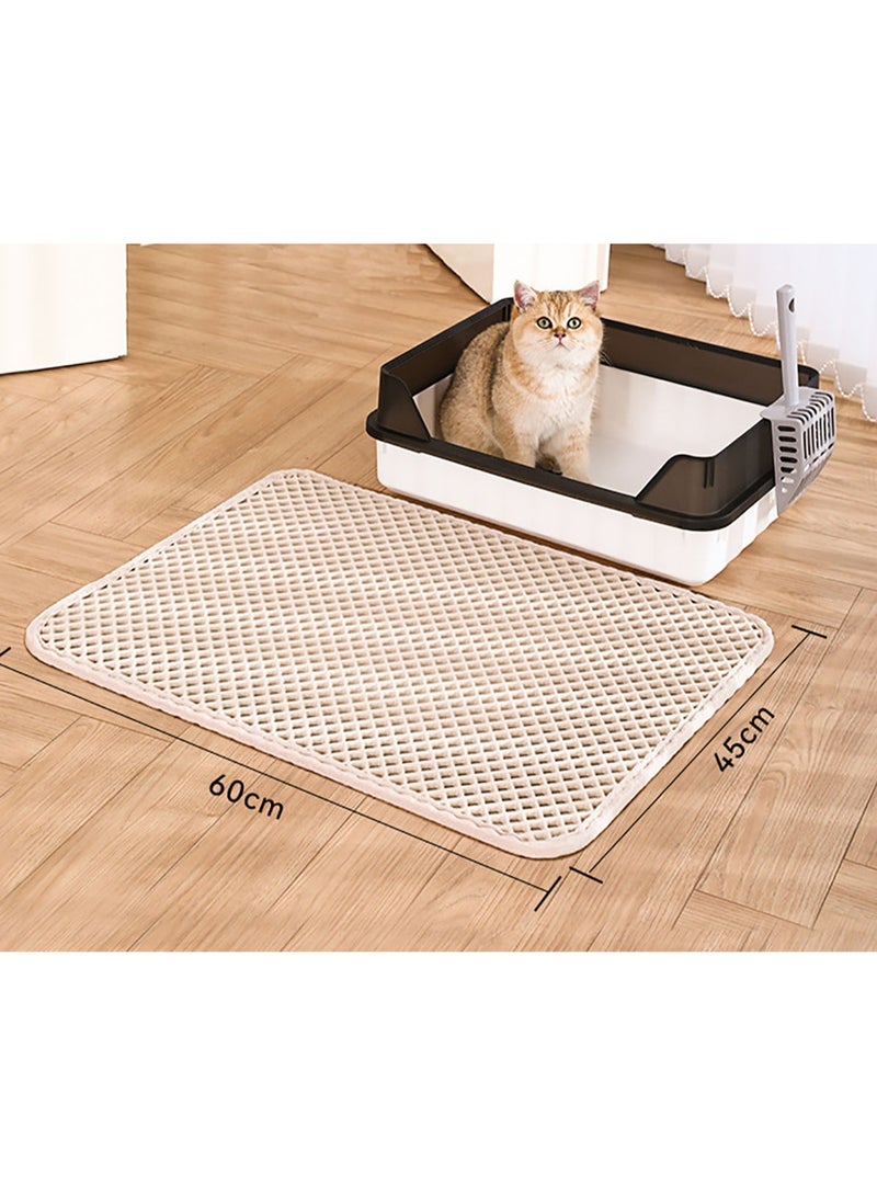 Cat Litter Pad, Double Filter, Prevent Cat Litter from Being Taken Out, Splash-Proof, Washable, Cat Litter Control Toilet Pad, Pet Eating Pad