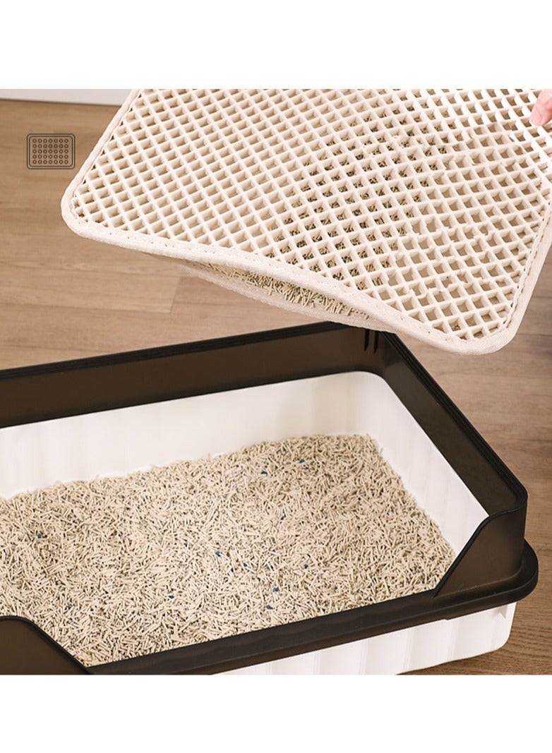 Cat Litter Pad, Double Filter, Prevent Cat Litter from Being Taken Out, Splash-Proof, Washable, Cat Litter Control Toilet Pad, Pet Eating Pad