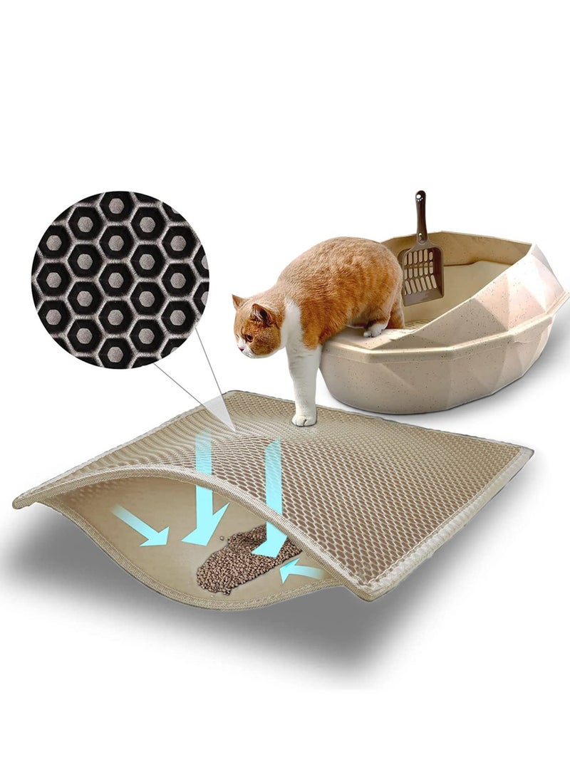 Cat Litter Pad, Double Filter, Prevent Cat Litter from Being Taken Out, Splash-Proof, Washable, Cat Litter Control Toilet Pad, Pet Eating Pad