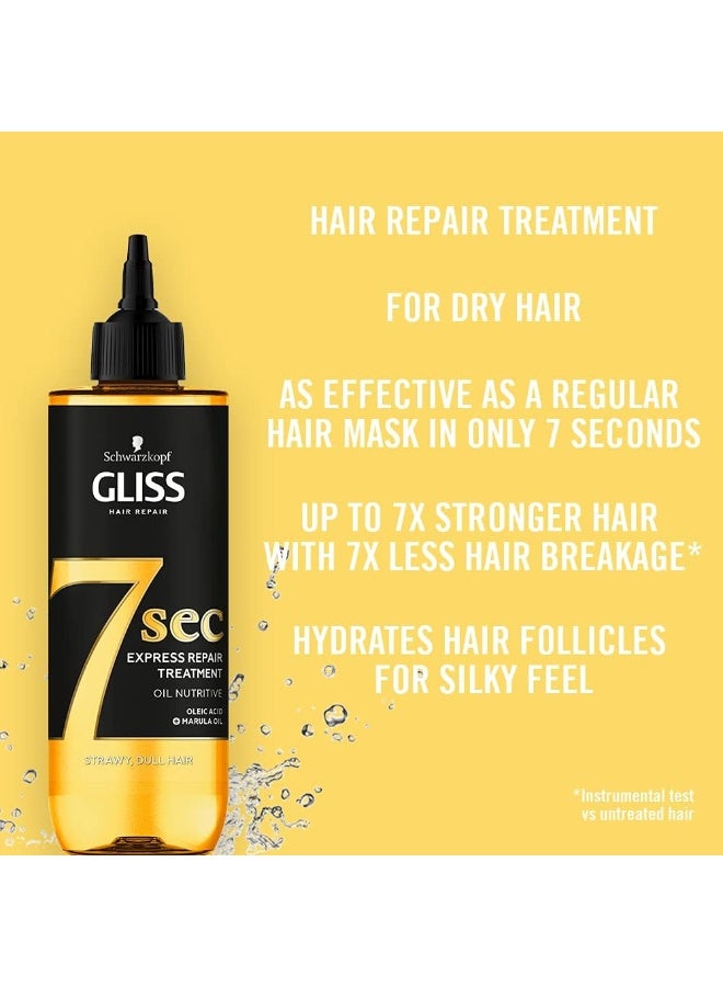 Gliss 7 Seconds Express Hair Repair Treatment, Oil Nutritive, Instant Hair Mask For Dull And Dry Hair, 200 Ml, (Pack Of 1)