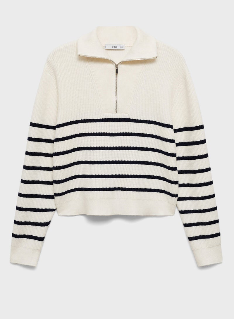 Casual Stripe Zip Sweater