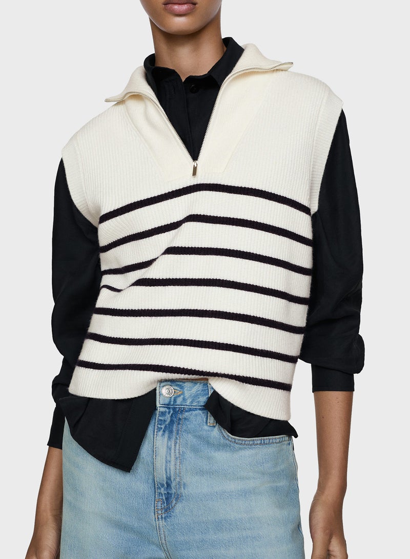 Casual Gilet With Zip Sweater