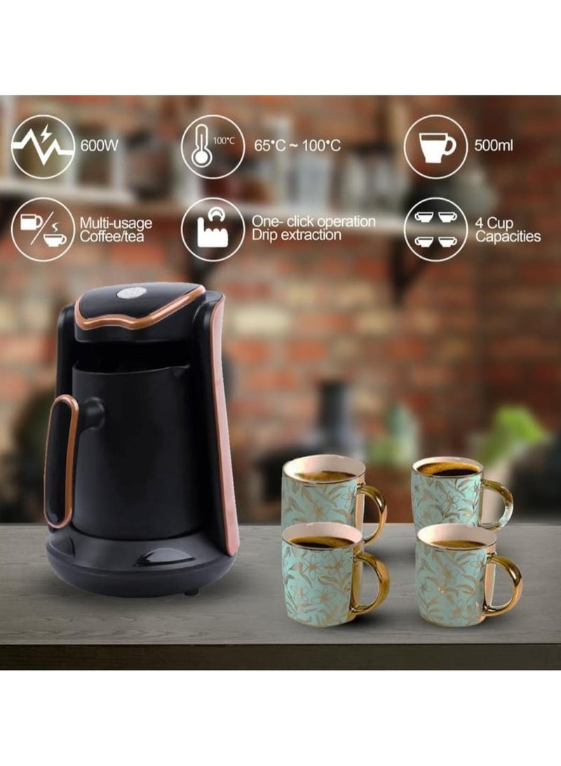 Automatic Turkish Coffee Maker 250ml 4 Cup Electric Coffee Pot Fast & Easy Turkish Coffee Machine with One-Touch Operation Perfect for Authentic Coffee at Home