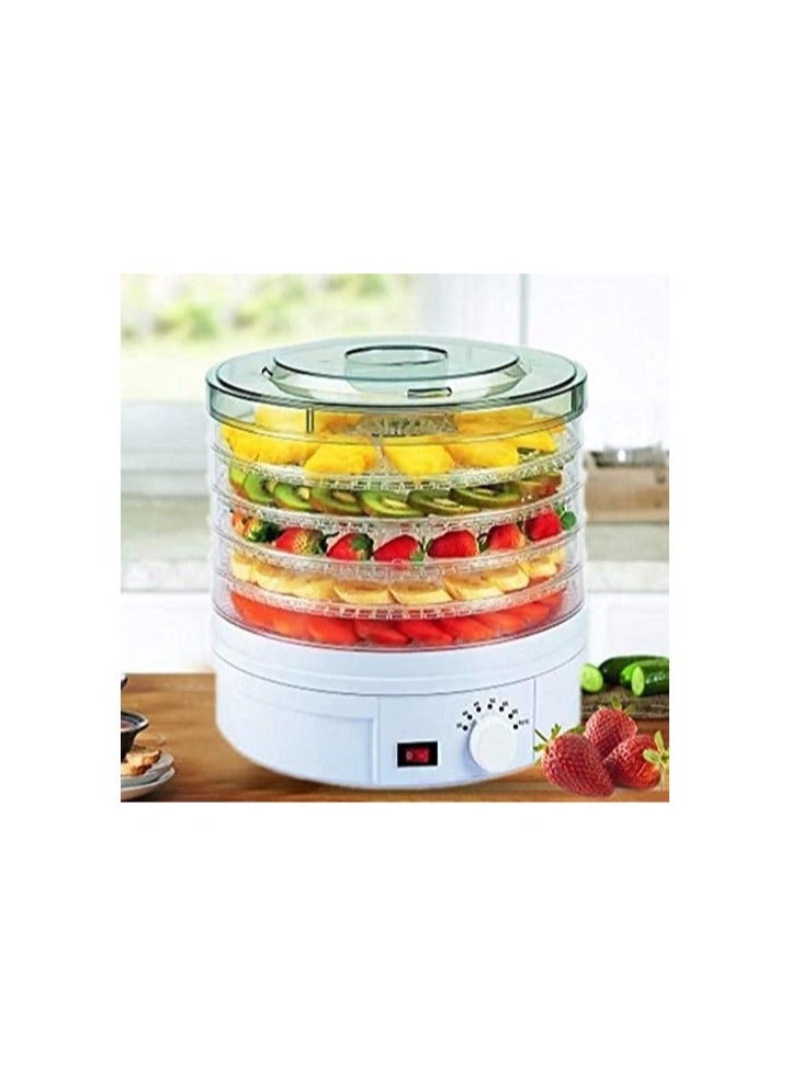 Food Dehydrator Preserver Jerky Maker Plastic Electric Transparent 5 Tier Countertop Dry Food and Fruits Saver Machine with Adjustable Temperature Control For Home