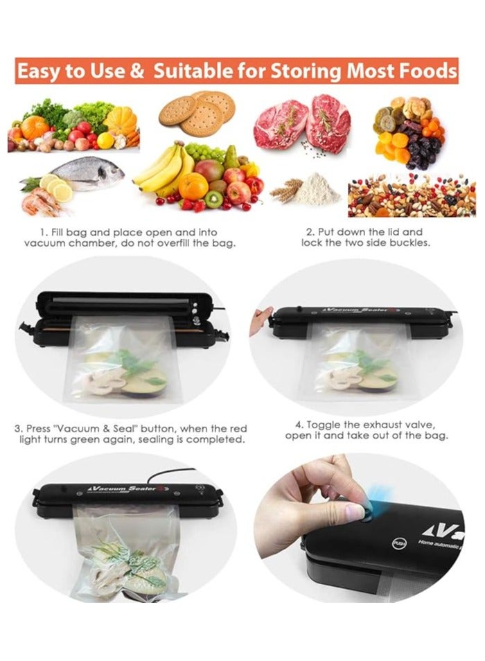 Vacuum Sealer, Automatic Food Preservation Vacuum Air Sealer with 15 Sealing Bags,Food Sealing Machine Light Weight Food Saver for Dry/Moist/Fresh Food Storage