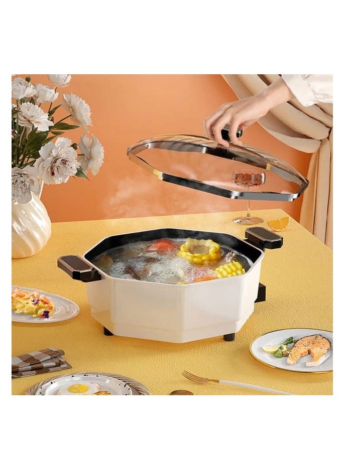 Electric Frying Pan with Glass Lid 220V, Non-Stick Multi-Purpose Cooker, Adjustable Temperature, 4L Capacity, Durable Stainless Steel Base, Energy Efficient, Fast Heating, Ideal for Stir Fry, Grilling, and Steaming