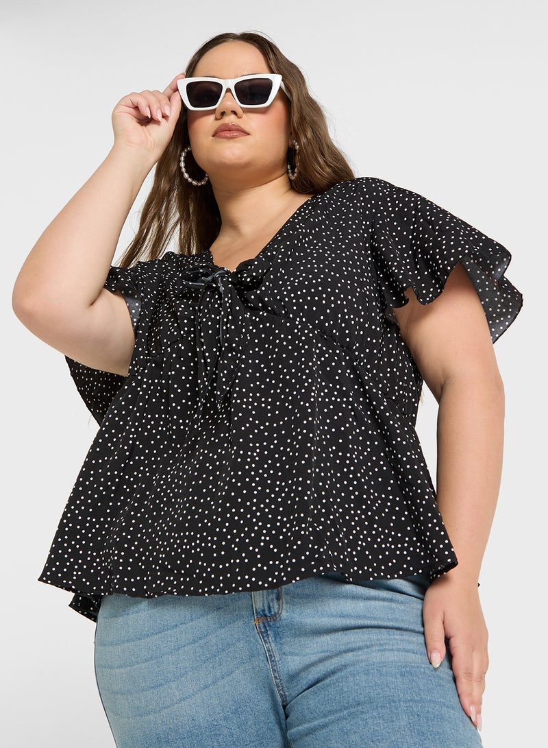 Polka Dot Bow Detail Top