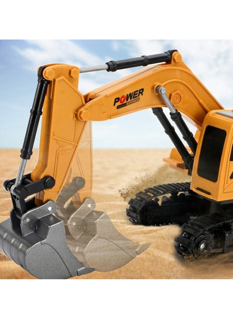 Remote Control Excavator Toy Truck RC Excavator with Metal Shovel Lights Sounds Rechargable Engineering Sand Digger Construction Vehicle Toy Gift for Boys Girls Kids & Children