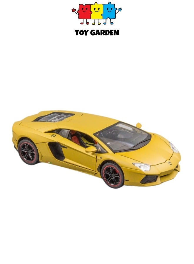 1:24 Lamborghini 770-4 Diecast Model | Pull Back Sports Car with Open Doors, Lights & Sound | Ideal Toy for Boys & Adults | Yellow