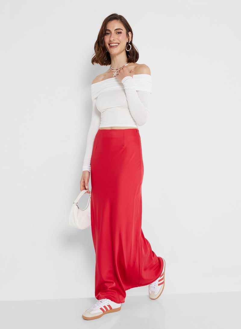 Satin Column Skirt