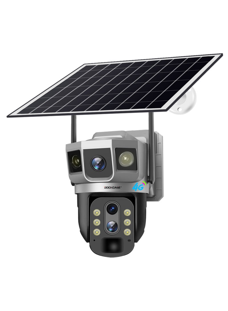 4MP Dual-Lens 4G Sim Card Solar Camera,Solar Powered Outdoor Security Camera