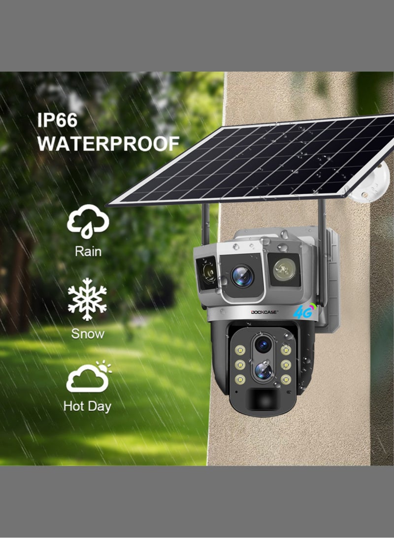 4MP Dual-Lens 4G Sim Card Solar Camera,Solar Powered Outdoor Security Camera