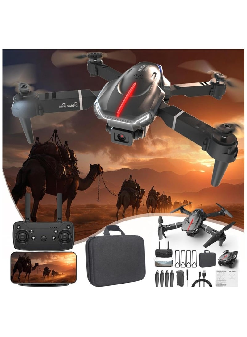 1080P HD FPV Camera Drone, Foldable RC Quadcopter, Altitude Hold, Obstacle Avoidance, Headless Mode, Perfect Gift for Kids, Portable, WiFi Connectivity, Music Zoom, Easy Control,