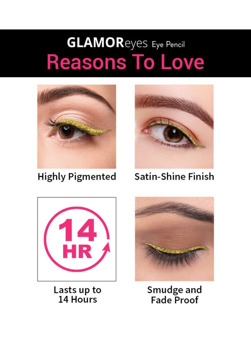 Glamoreyes Colour Eye Pencil Kajal Golden Fleur 11 Smudgeproof Waterproof And Fadeproof Formula