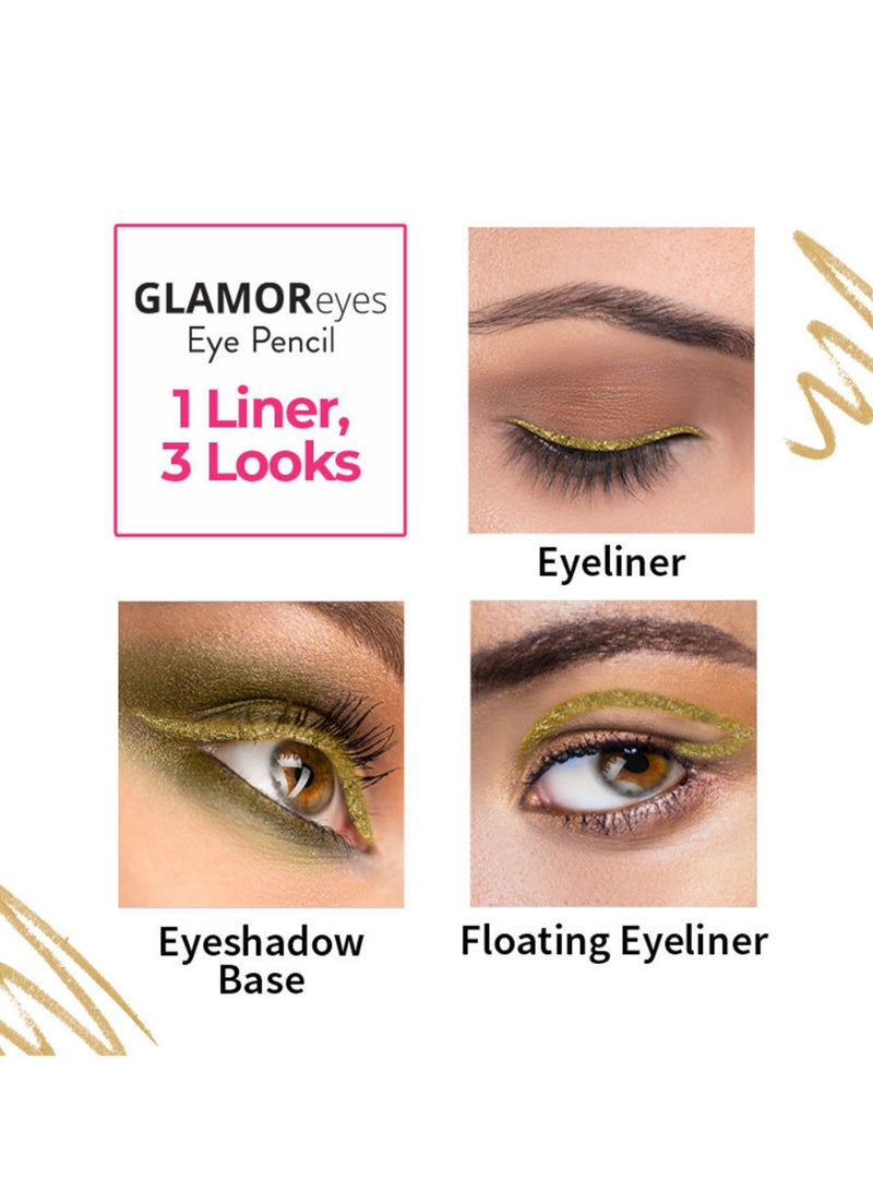 Glamoreyes Colour Eye Pencil Kajal Golden Fleur 11 Smudgeproof Waterproof And Fadeproof Formula