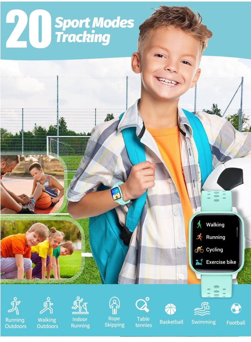 Kids Smart Watch with Sleep Mode, 20 Sports Modes, 5 Games and Pedometer - Fun Birthday Gifts for 4-16 Year-Olds(Green)