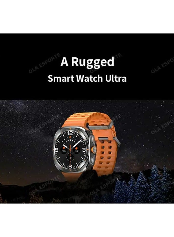 Smart Watch 7 Ultra, Always-on display, 47mm, 590mAh, Super AMOLED Display, Android Wear OS 5, 100m water resistant, Long Last Battery (Orange Band)