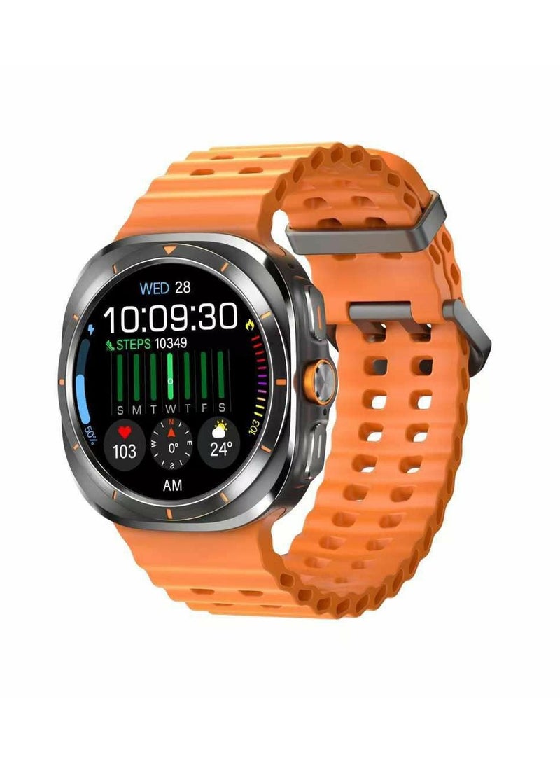 Smart Watch 7 Ultra, Always-on display, 47mm, 590mAh, Super AMOLED Display, Android Wear OS 5, 100m water resistant, Long Last Battery (Orange Band)