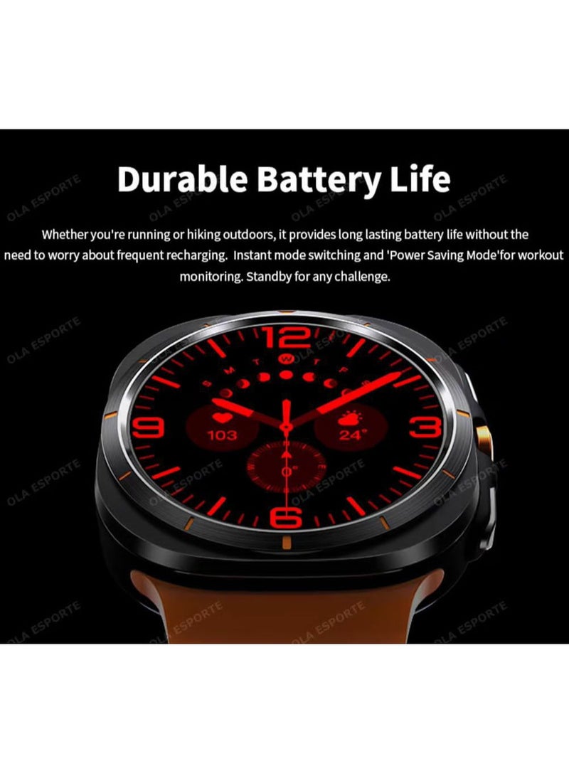 Smart Watch 7 Ultra, Always-on display, 47mm, 590mAh, Super AMOLED Display, Android Wear OS 5, 100m water resistant, Long Last Battery (Orange Band)