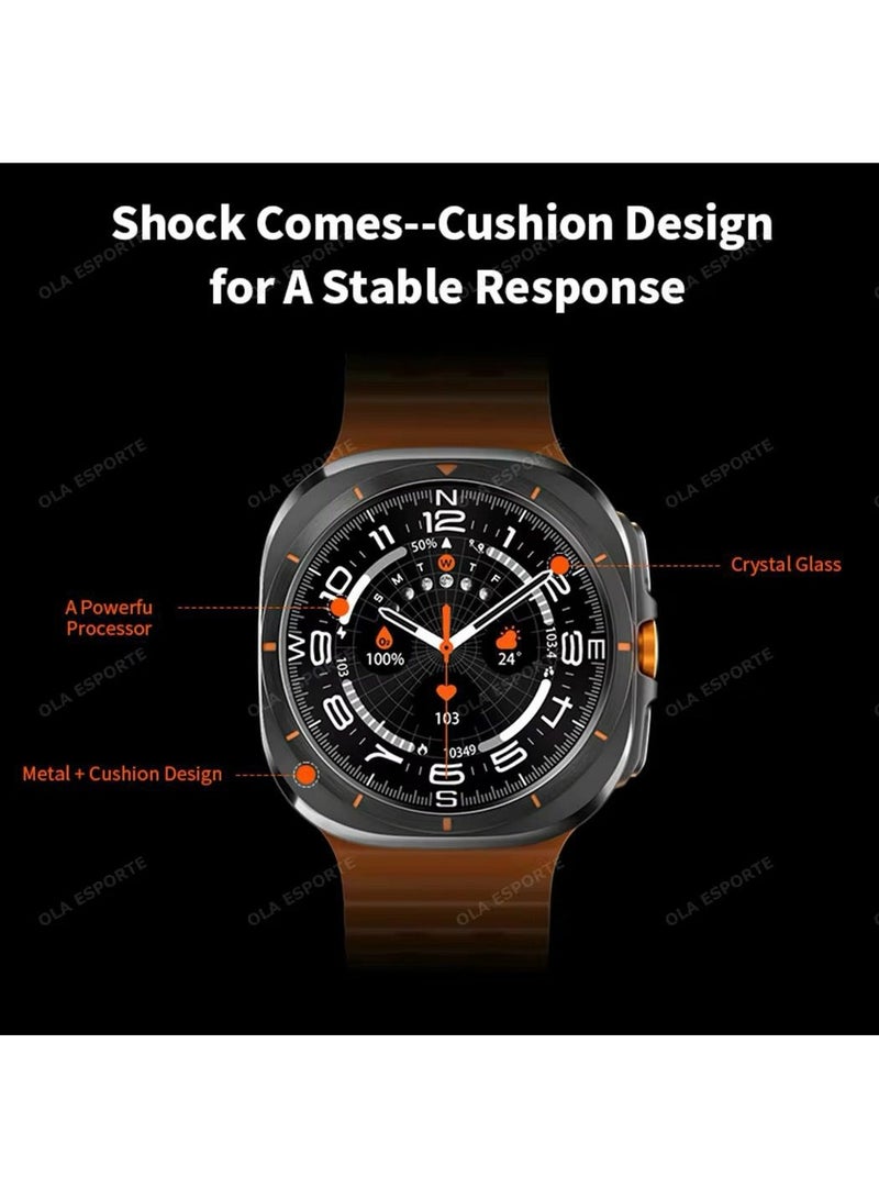 Smart Watch 7 Ultra, Always-on display, 47mm, 590mAh, Super AMOLED Display, Android Wear OS 5, 100m water resistant, Long Last Battery (Orange Band)