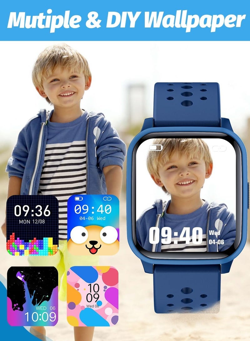 Kids Smart Watch with Sleep Mode, 20 Sports Modes, 5 Games and Pedometer - Fun Birthday Gifts for 4-16 Year-Olds(Blue)