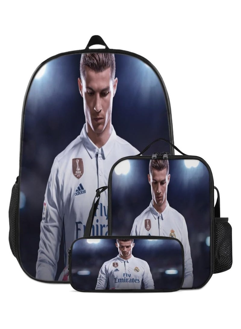 Football Star Backpack Three-Piece Set 29*42*16cm