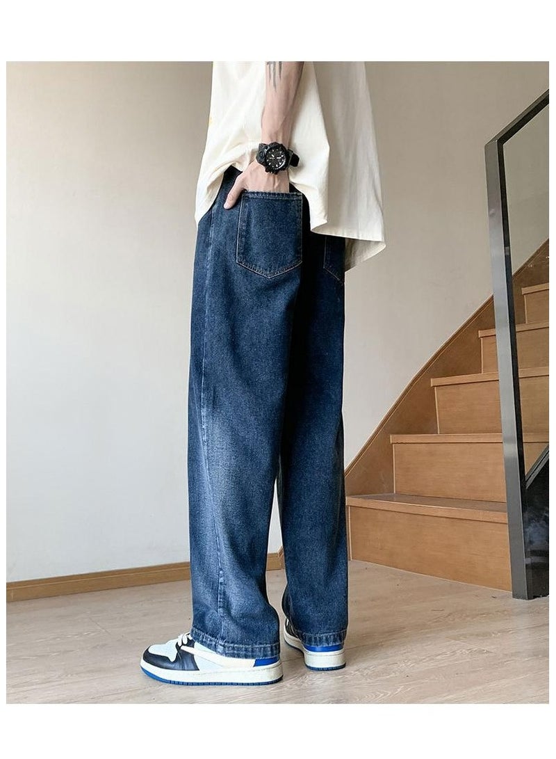 Fashionable Men's Loose Straight Leg Jeans, Wide Leg Casual Pants