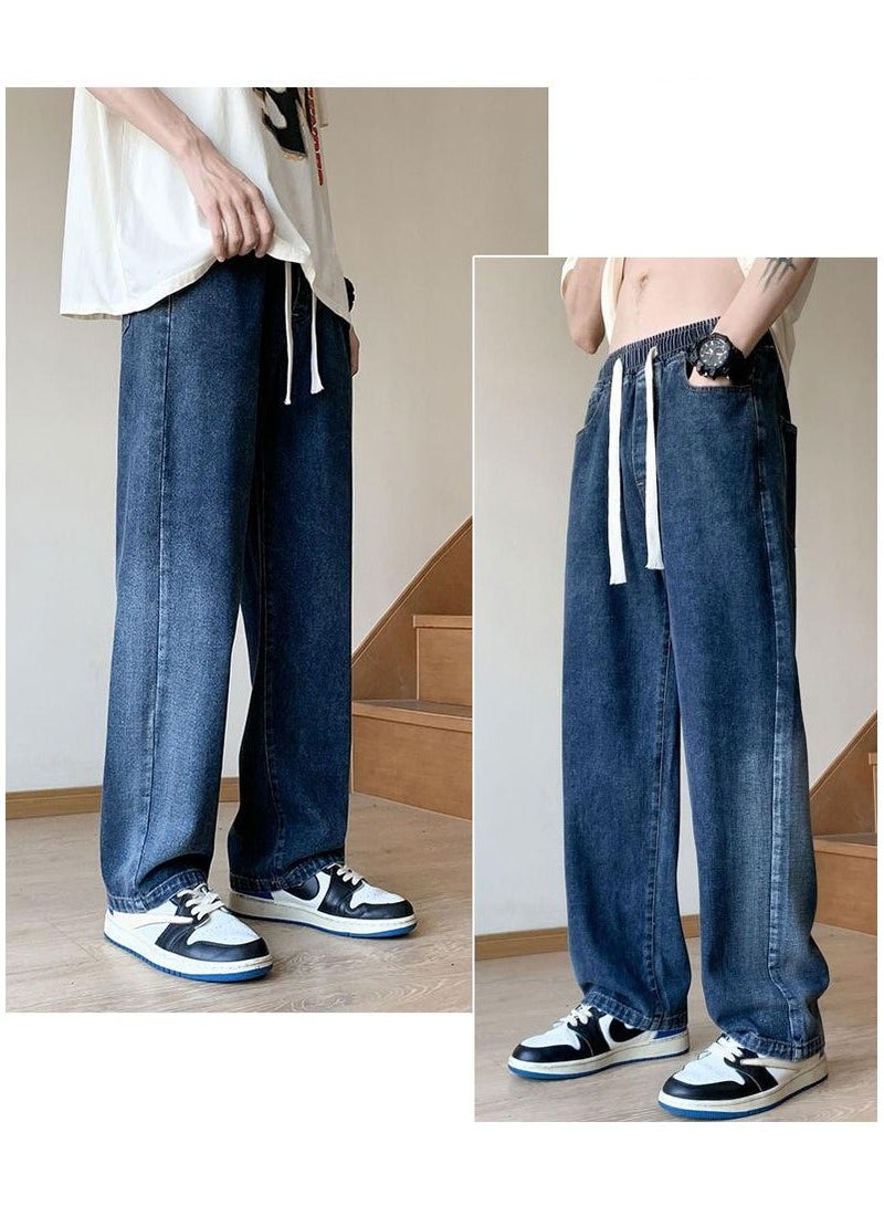 Fashionable Men's Loose Straight Leg Jeans, Wide Leg Casual Pants