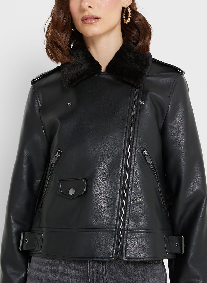 Faux Leather Biker Jacket