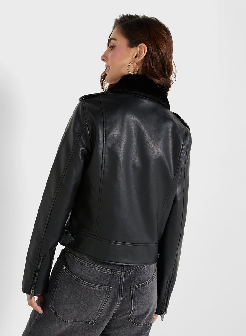 Faux Leather Biker Jacket