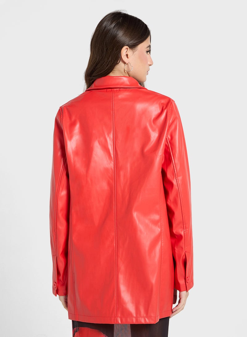 Longline Pu Leather Oversize Jacket